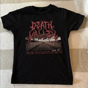 Black Graphic T-Shirt with Red Print